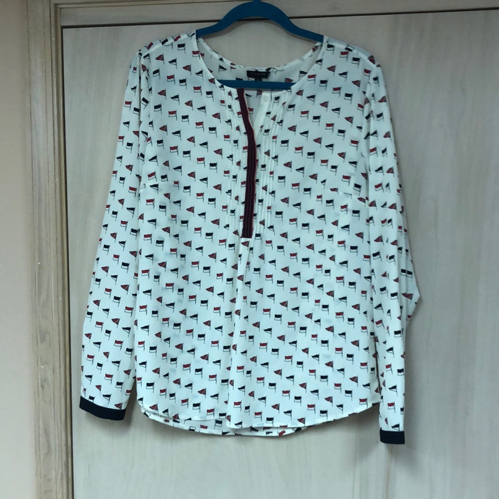 Talbots flag print blouse